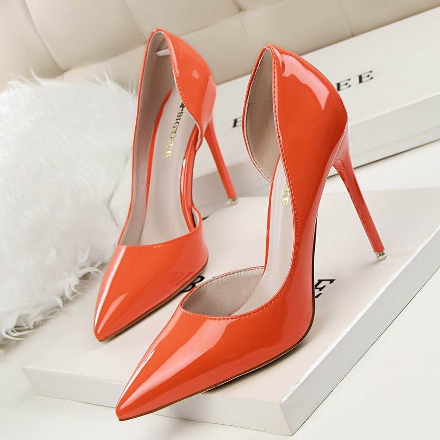 Stiletto patent leather shallow pointed high heels - Ultim8 Designs 4 U