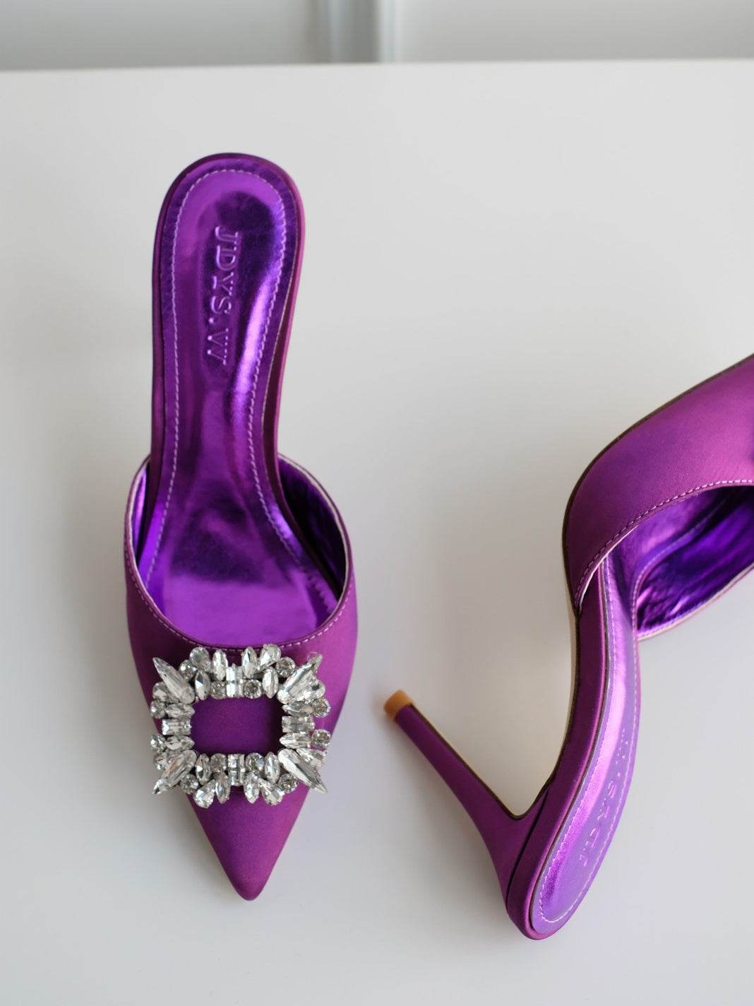 Temperament Snow Diamond Rhinestone Satin Leather Mid Heel - Ultim8 Designs 4 U