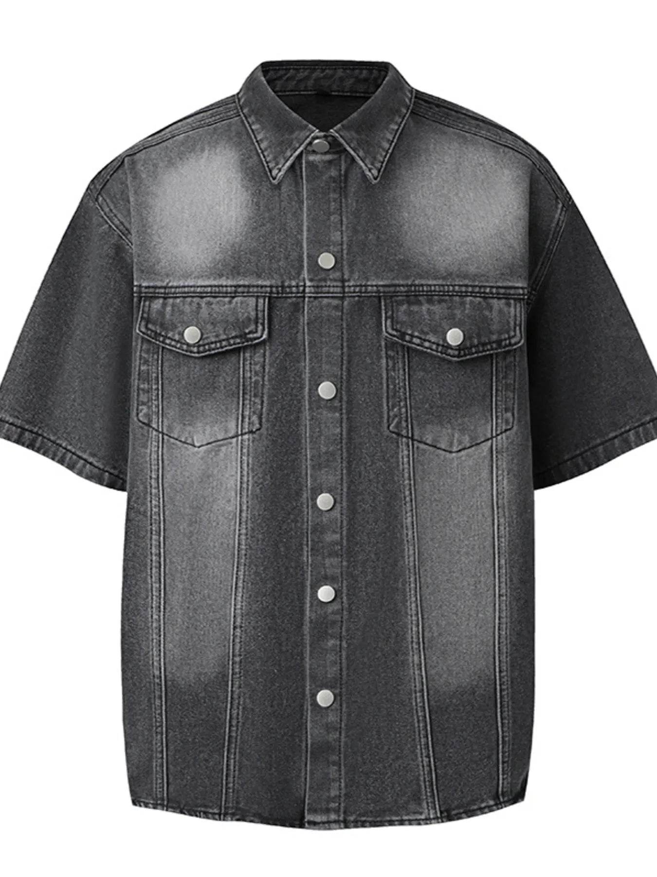 Men's Washed Short Sleeve Denim Shirt - Ultim8 Designs 4 U