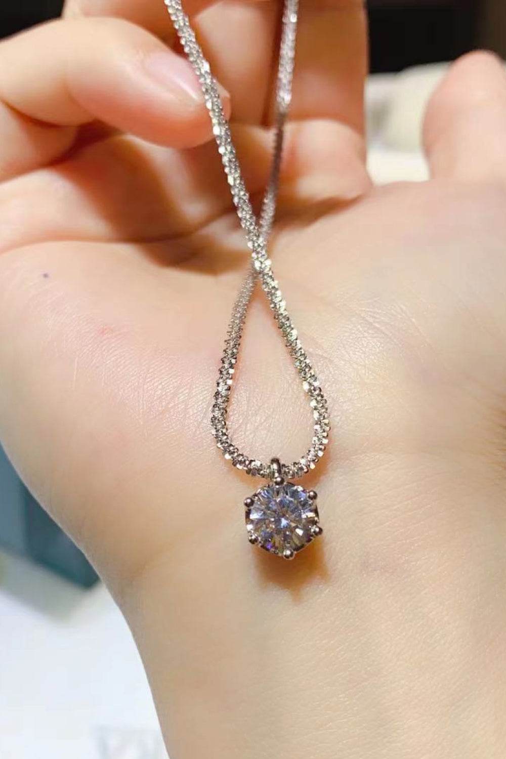 1 Carat Moissanite 925 Sterling Silver Necklace - Ultim8 Designs 4 U