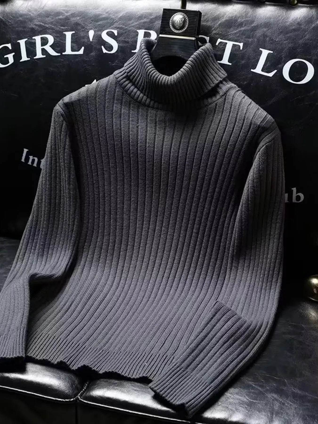 Men's Ribbed Turtleneck Long Sleeve Sweater - Ultim8 Designs 4 U