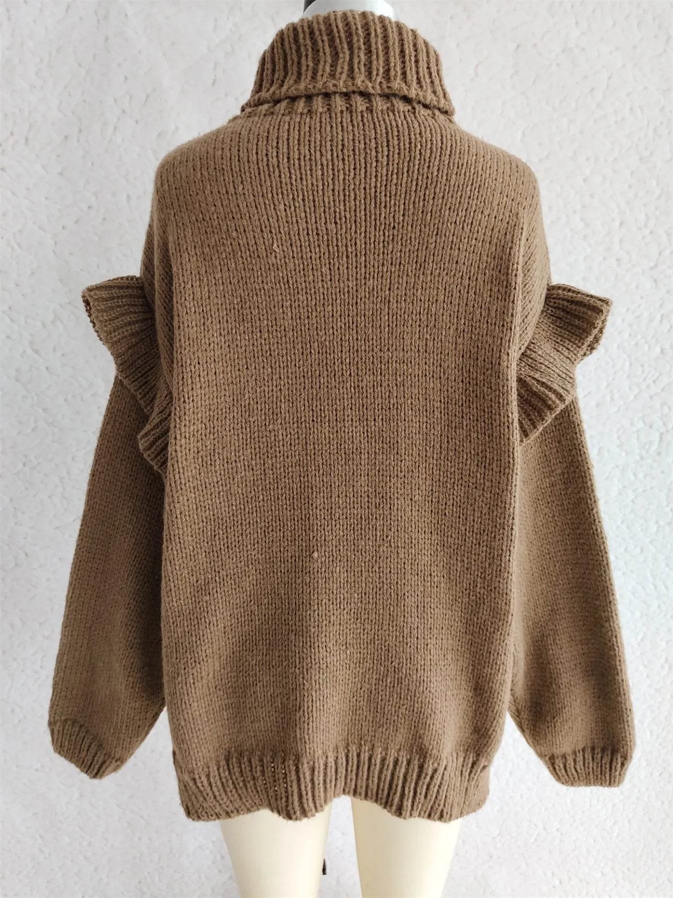 Ruffled Turtleneck Long Sleeve Sweater - Ultim8 Designs 4 U