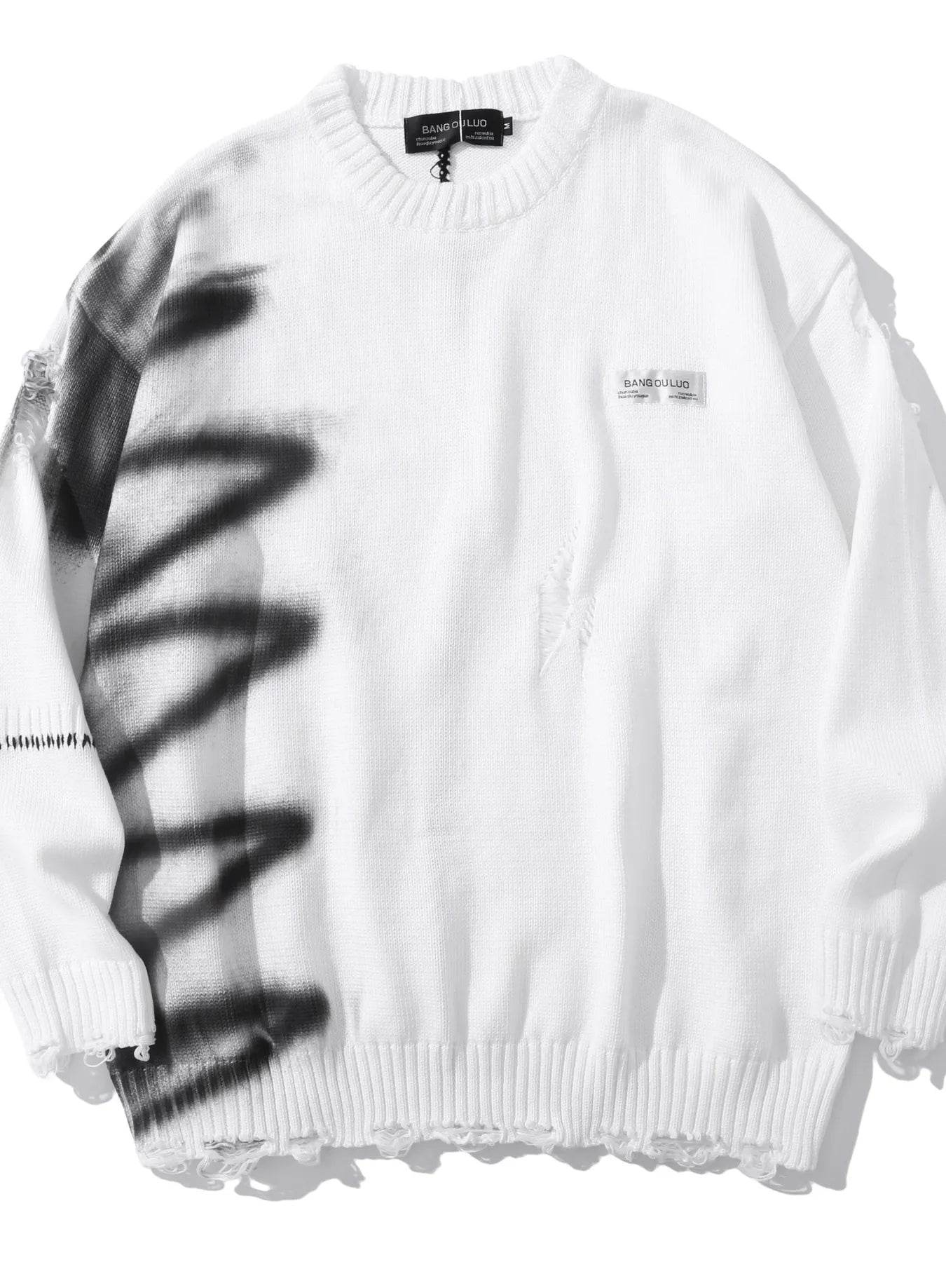 Men's Distressed Oversized Knit Sweater - Ultim8 Designs 4 U