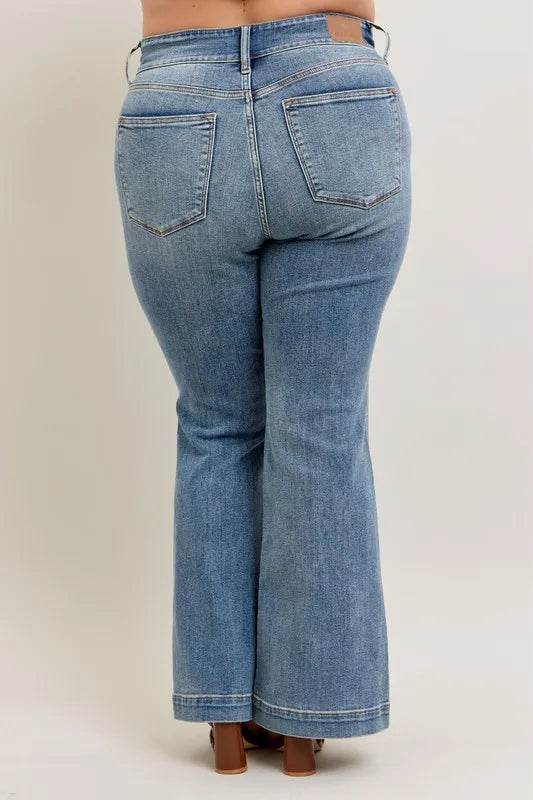 Judy Blue Full Size High-Waist Flare Denim Jeans with Front Seam Detail Plus Size - Ultim8 Designs 4 U