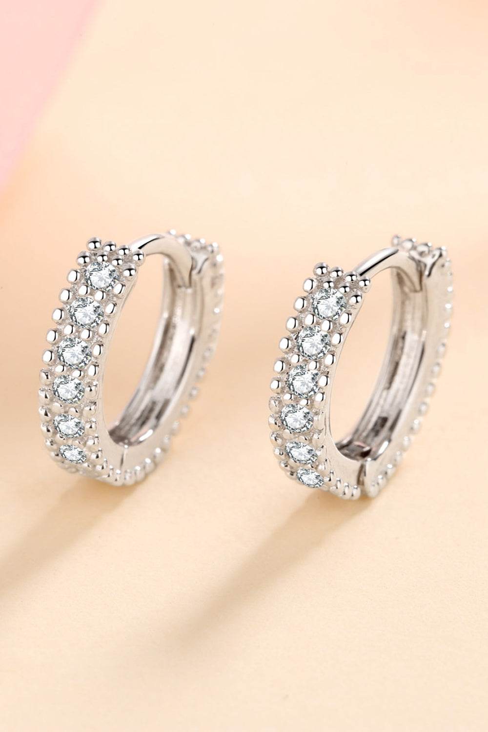 925 Sterling Silver Inlaid Moissanite Huggie Earrings - Ultim8 Designs 4 U