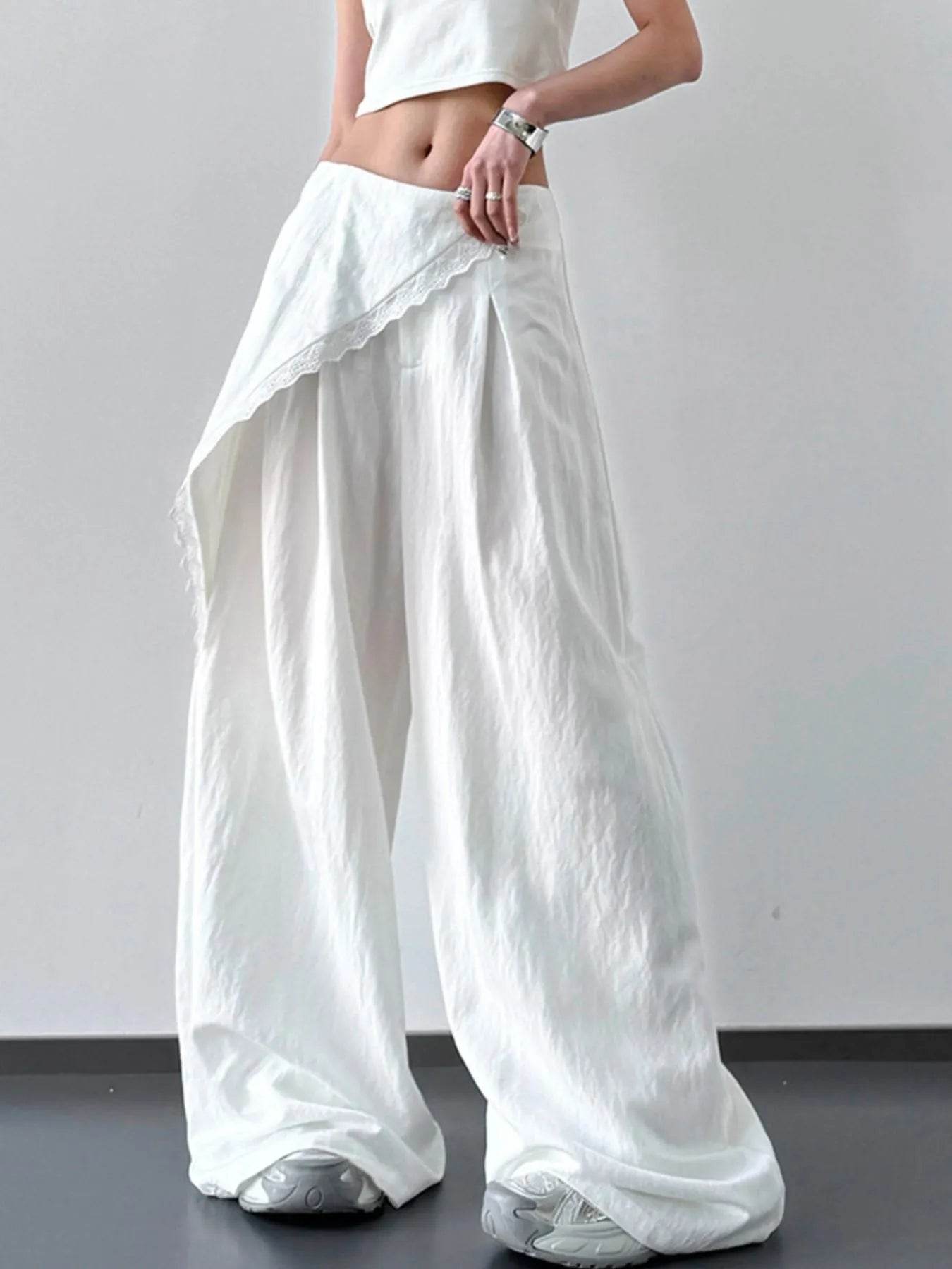 Lace Detail Wide Leg Pants - Ultim8 Designs 4 U