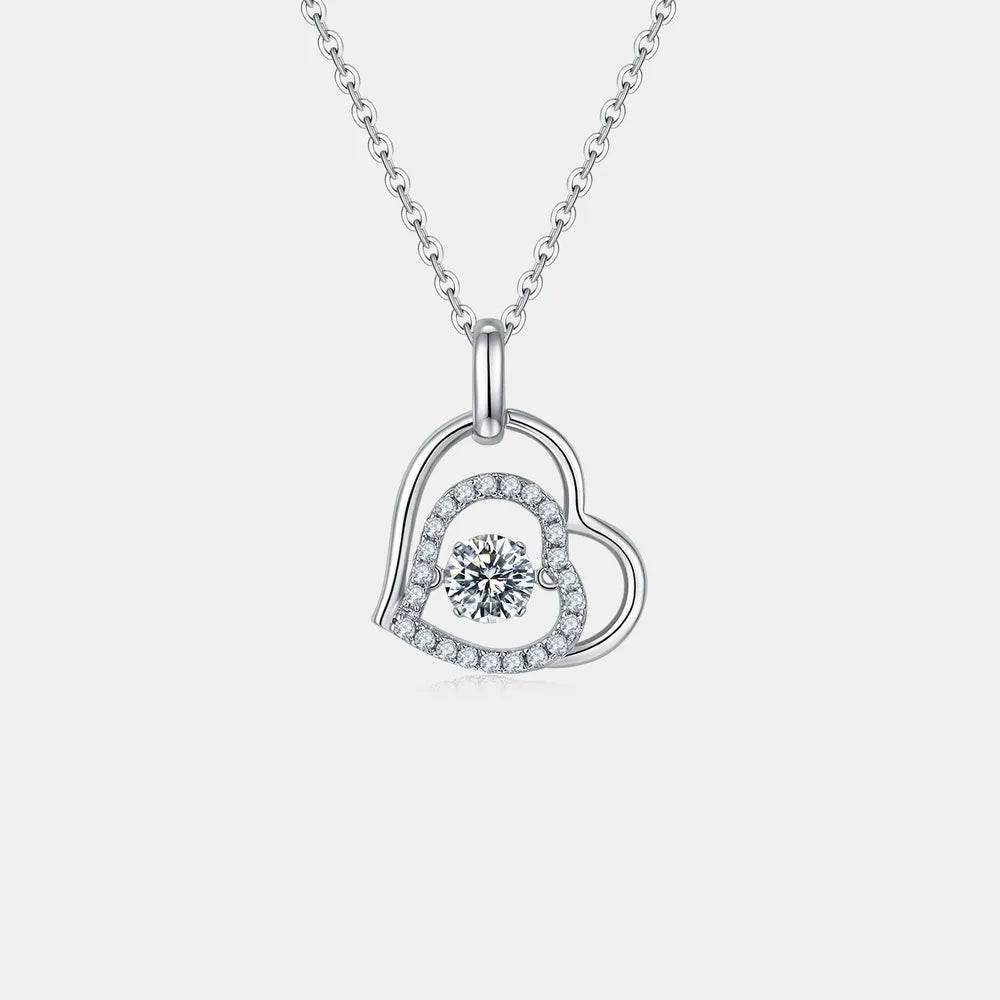 Moissanite 925 Sterling Silver Heart Necklace - Ultim8 Designs 4 U