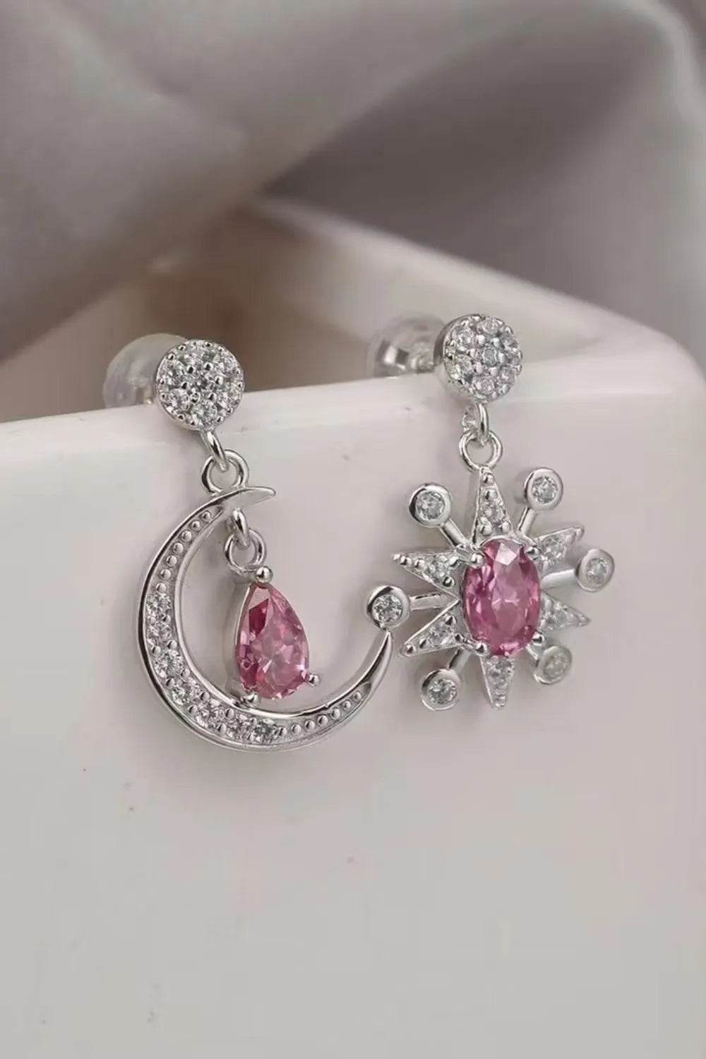 1 Carat Moissanite 925 Sterling Silver Moon & Star Earrings - Ultim8 Designs 4 U
