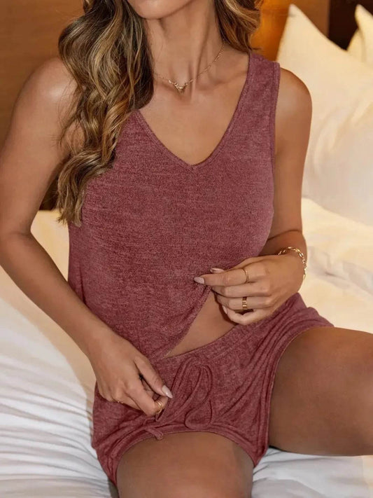 V-Neck Tank Top and Shorts Lounge Set - Ultim8 Designs 4 U