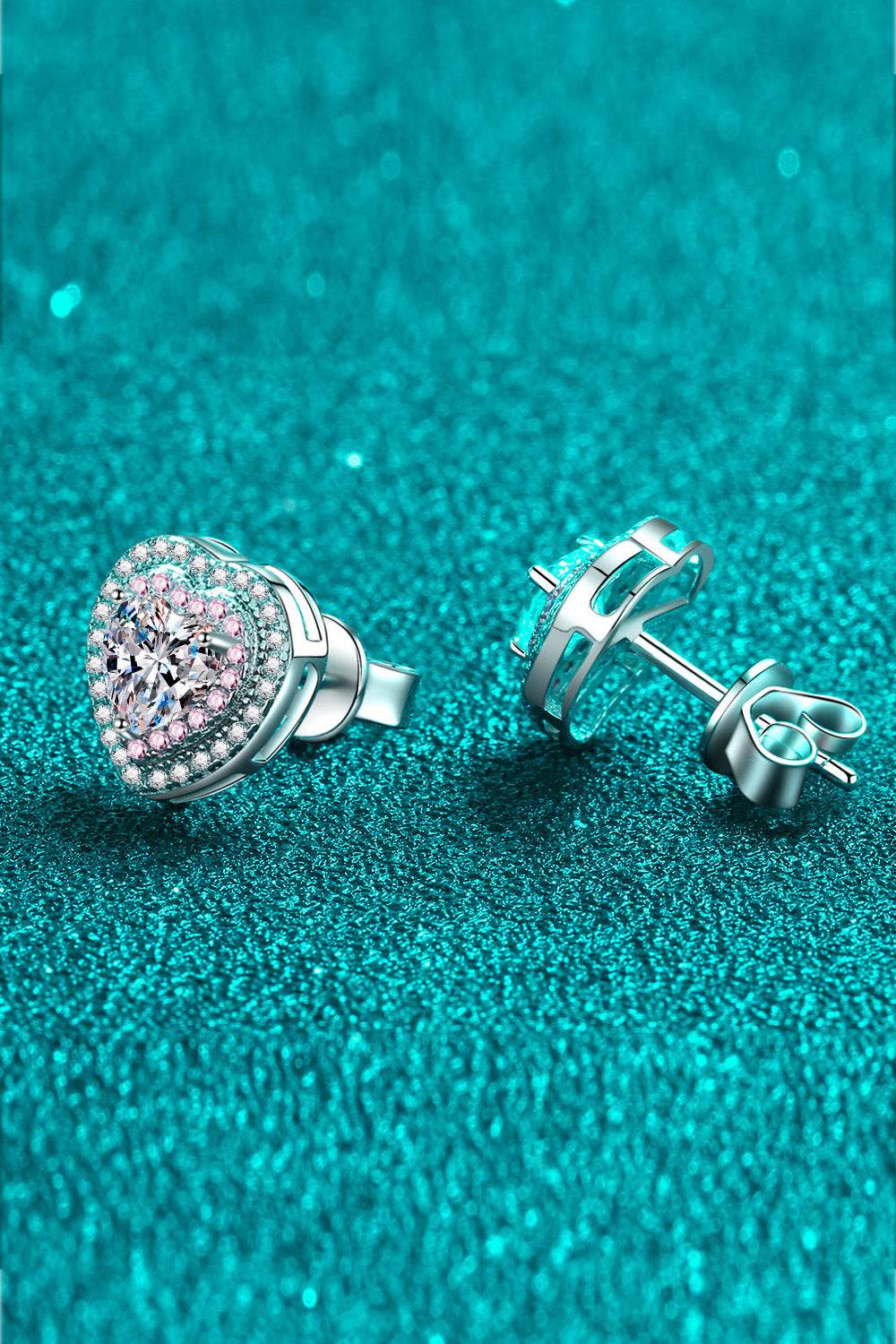 Moissanite Heart-Shaped Stud Earrings - Ultim8 Designs 4 U