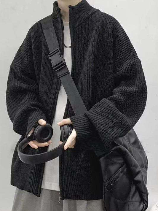 Men's Oversized Ribbed Zip-Up Sweater Cardigan - Ultim8 Designs 4 U