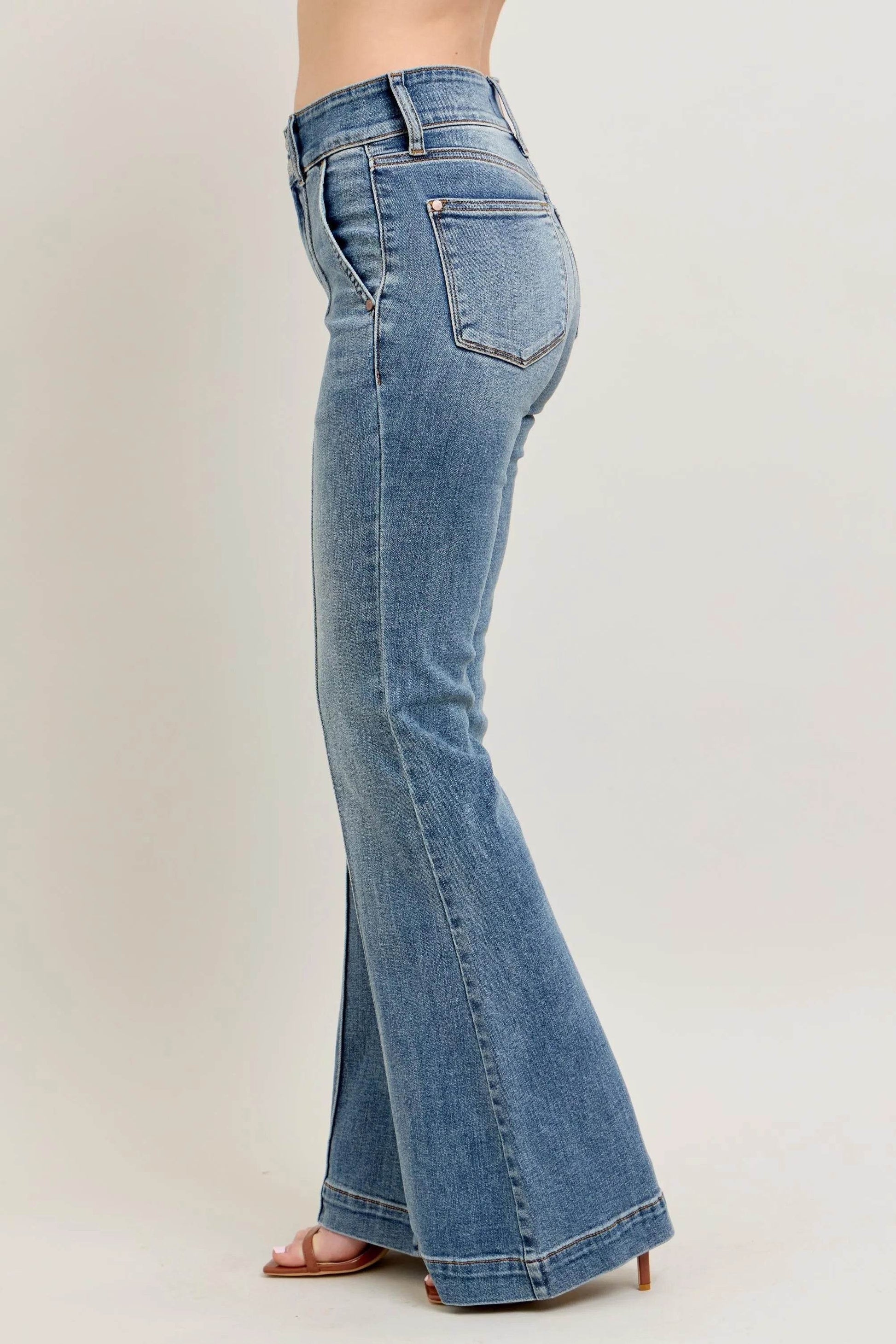 Judy Blue Full Size High-Waist Flare Denim Jeans with Front Seam Detail Plus Size - Ultim8 Designs 4 U
