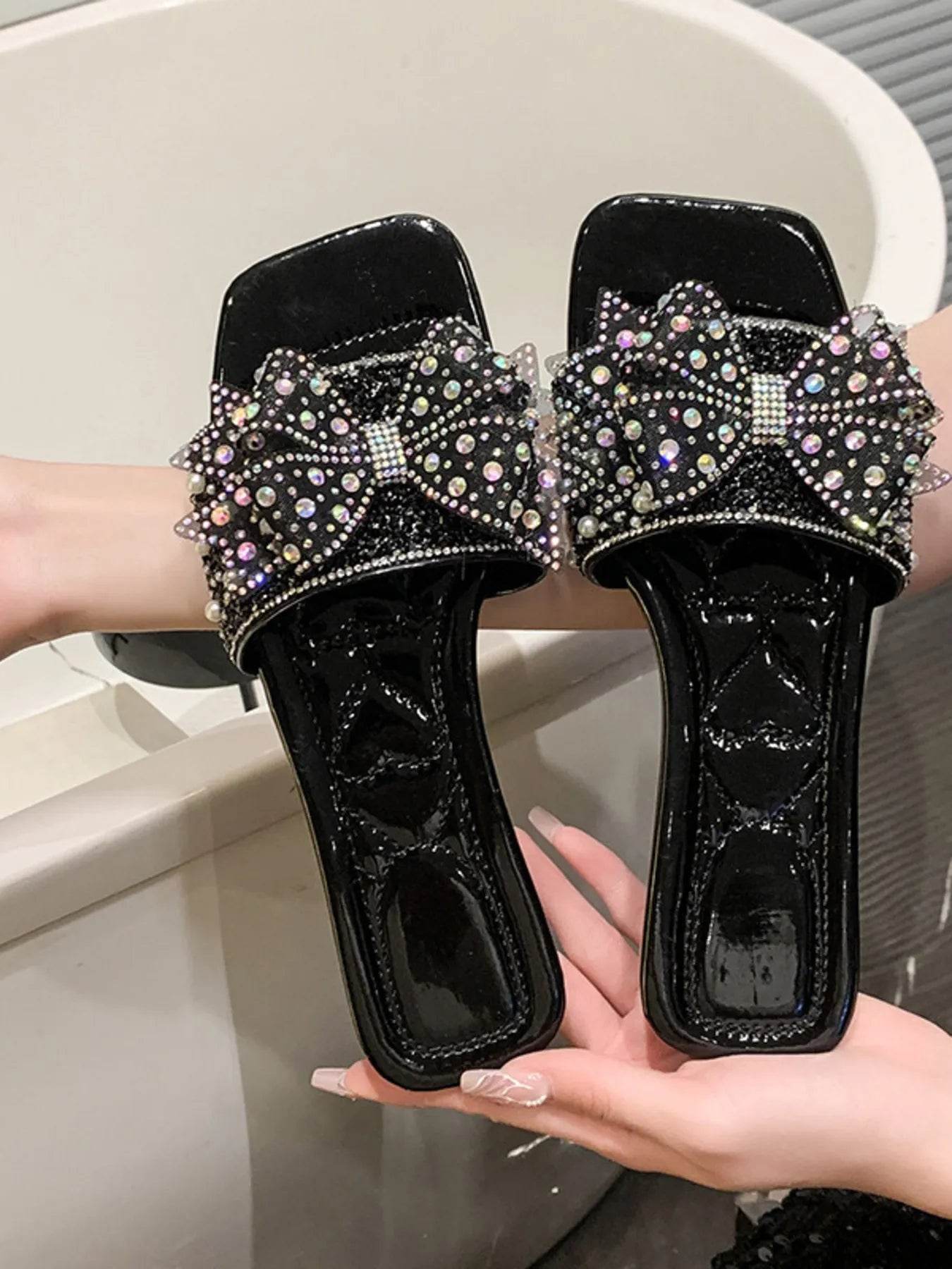 Rhinestone Embellished Flats Slip-On Sandals - Ultim8 Designs 4 U