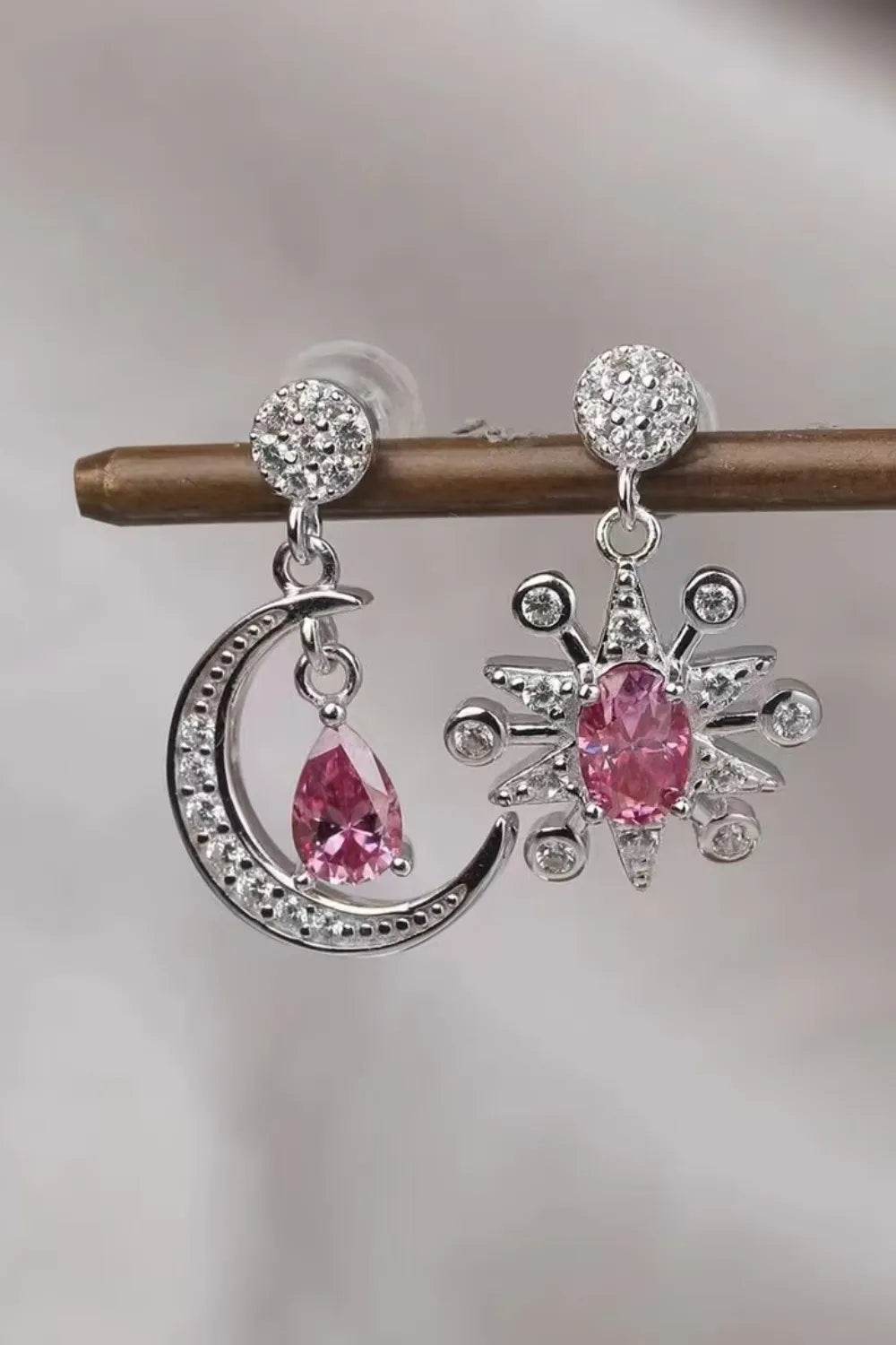 1 Carat Moissanite 925 Sterling Silver Moon & Star Earrings - Ultim8 Designs 4 U