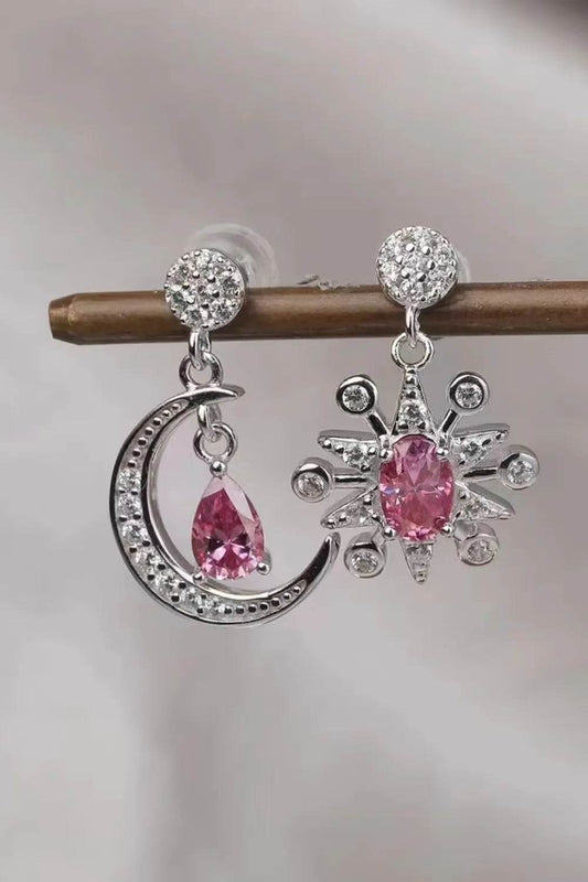 1 Carat Moissanite 925 Sterling Silver Moon & Star Earrings - Ultim8 Designs 4 U