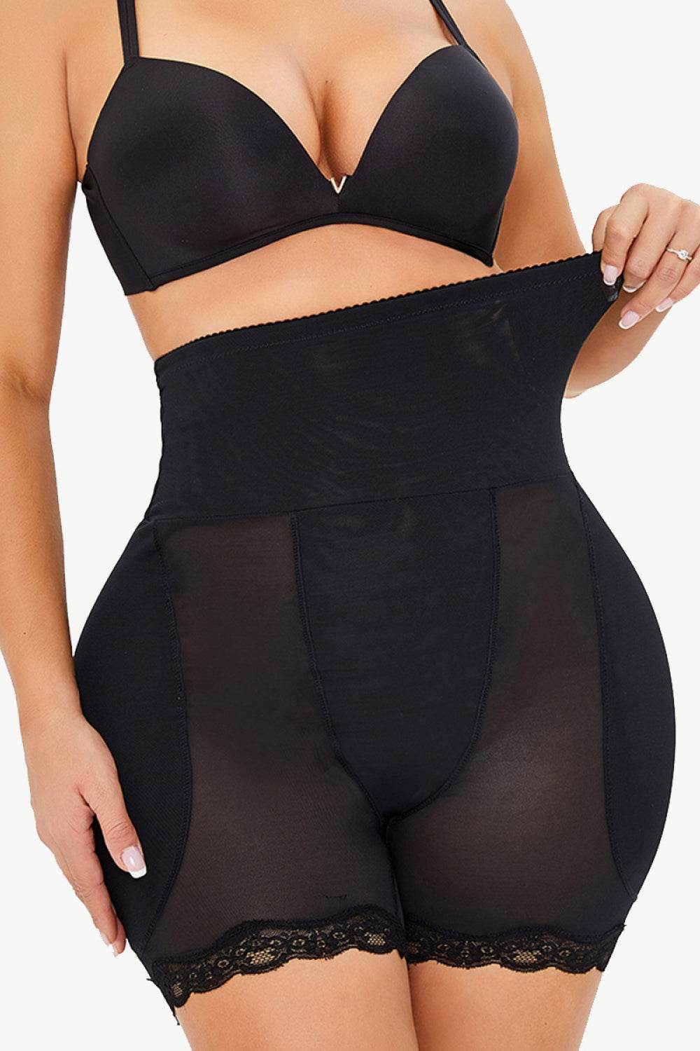 Full Size Lace Trim Pull-On Lifting Shaping Shorts - Ultim8 Designs 4 U