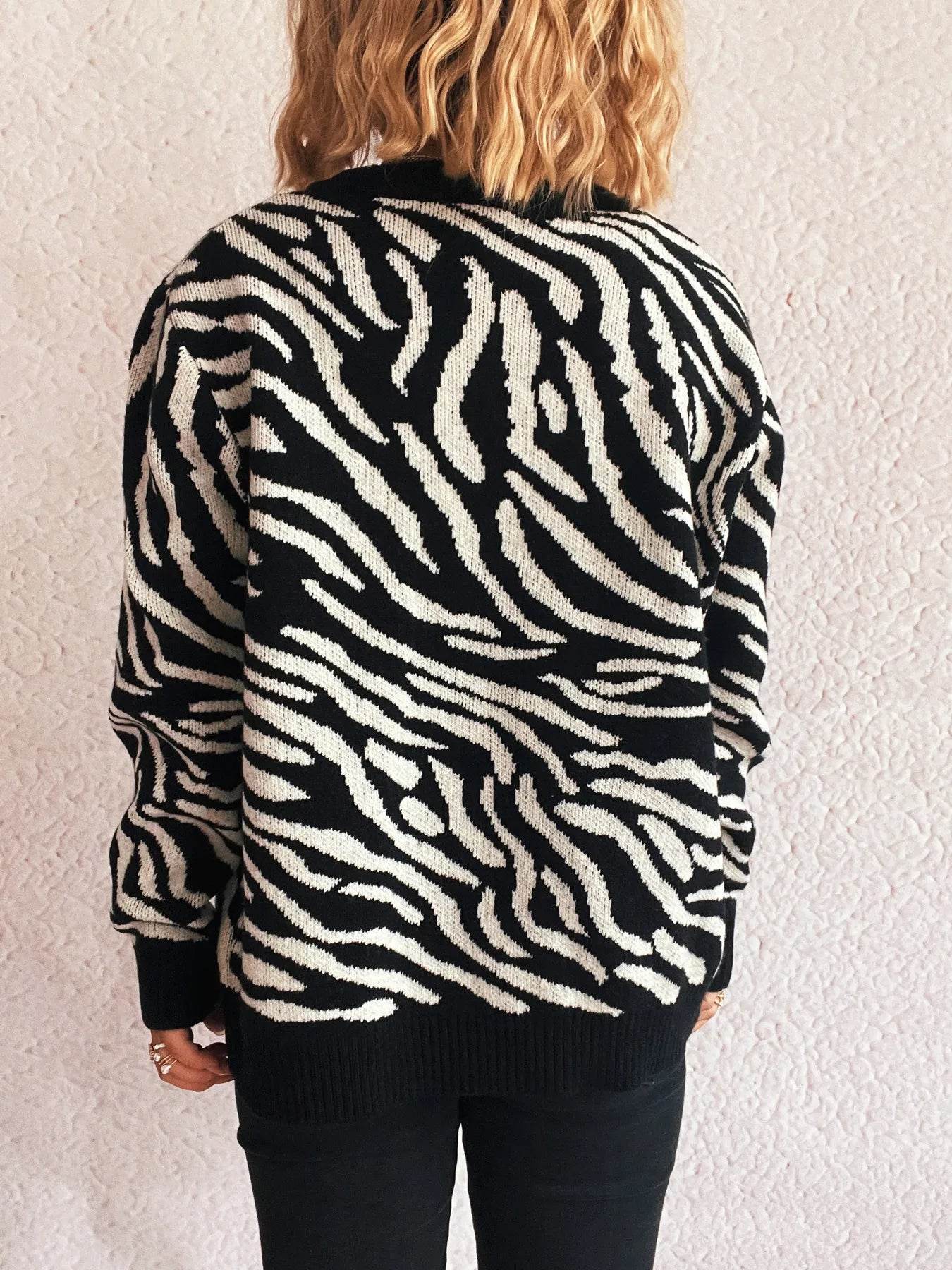 Zebra Print Zip Up Cardigan - Ultim8 Designs 4 U