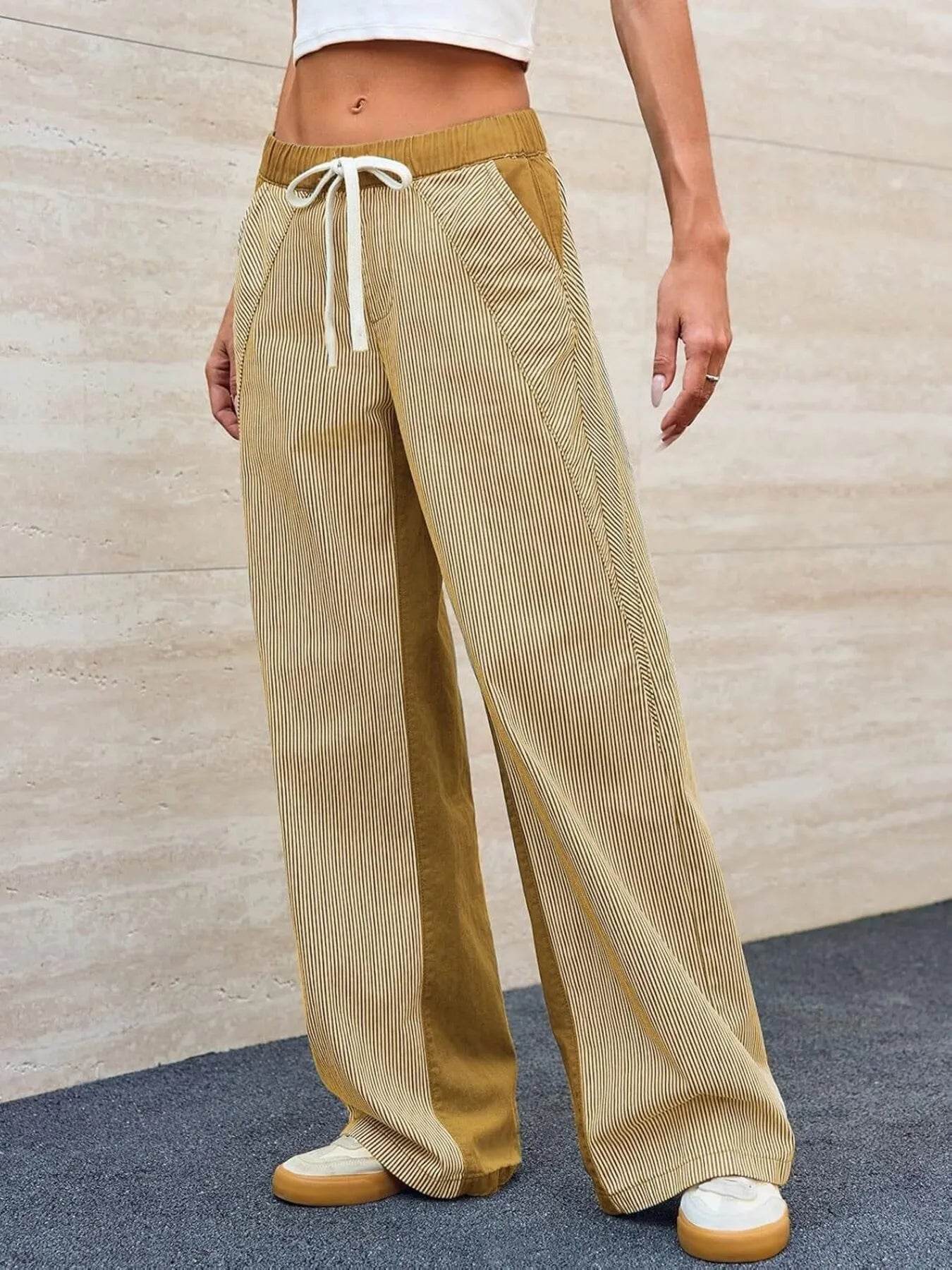 Striped Wide Leg Jeans - Ultim8 Designs 4 U