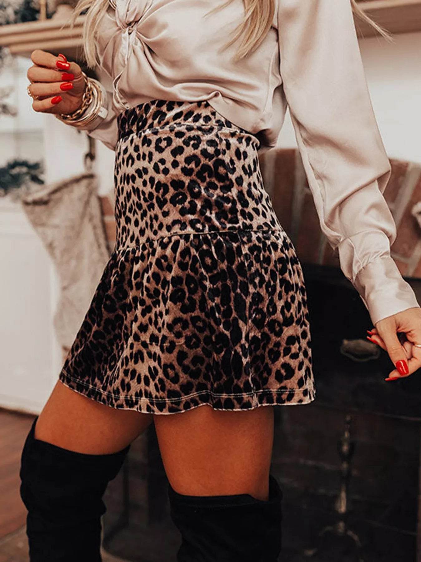 Leopard Tiered Mini Skirt - Ultim8 Designs 4 U
