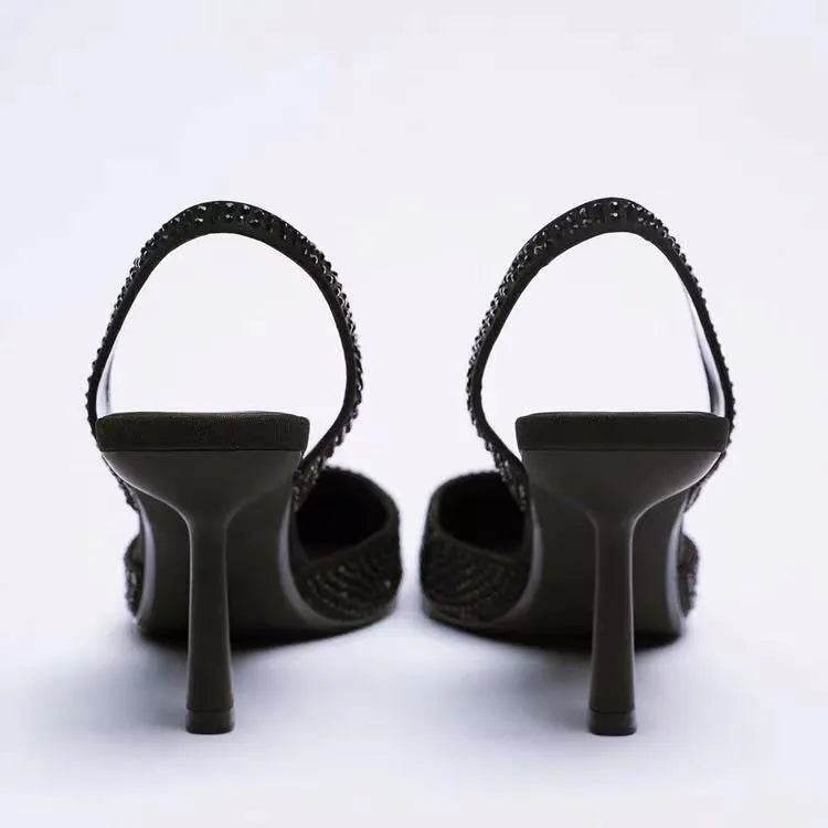 Rhinestone Slingback High Heel Pumps - Ultim8 Designs 4 U