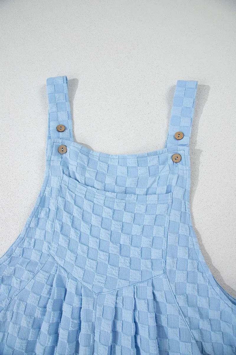 Checkered Pocketed Wide Leg Overalls - Ultim8 Designs 4 U