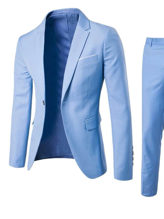 Men's Full Size Slim Fit One Button Top and Pants Two-Piece Blazer Set Plus Size - Ultim8 Designs 4 U