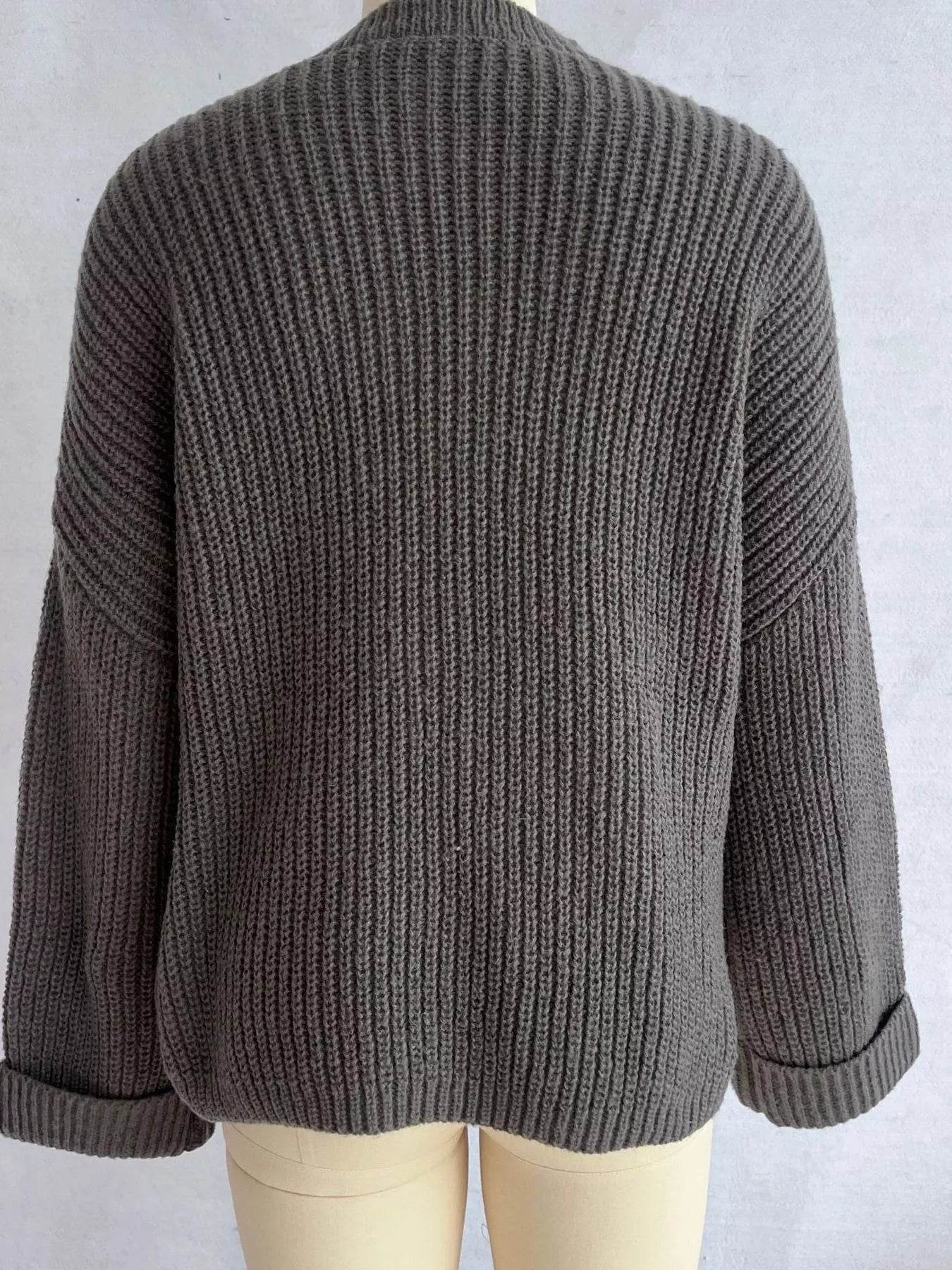 Asymmetrical Button Detail Sweater - Ultim8 Designs 4 U