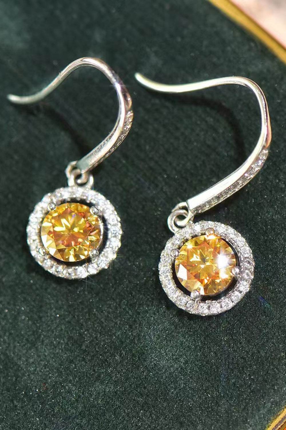 Platinum-Plated 2 Carat Moissanite Drop Earrings - Ultim8 Designs 4 U