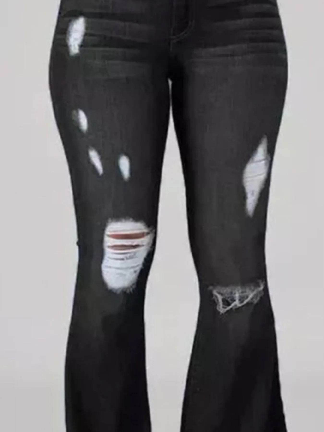 Full Size Distressed Raw Hem Flare Jeans Plus Size - Ultim8 Designs 4 U