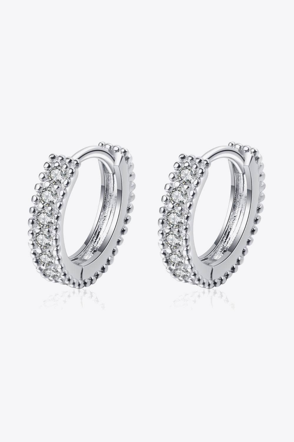925 Sterling Silver Inlaid Moissanite Huggie Earrings - Ultim8 Designs 4 U