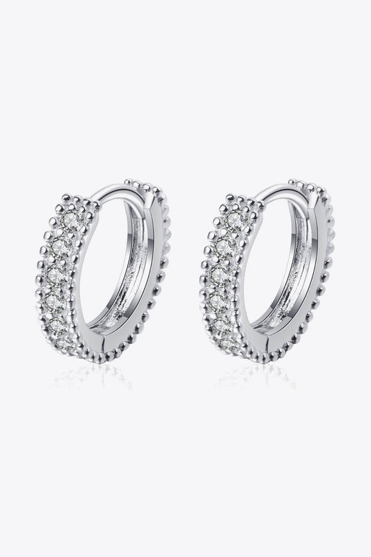 925 Sterling Silver Inlaid Moissanite Huggie Earrings - Ultim8 Designs 4 U