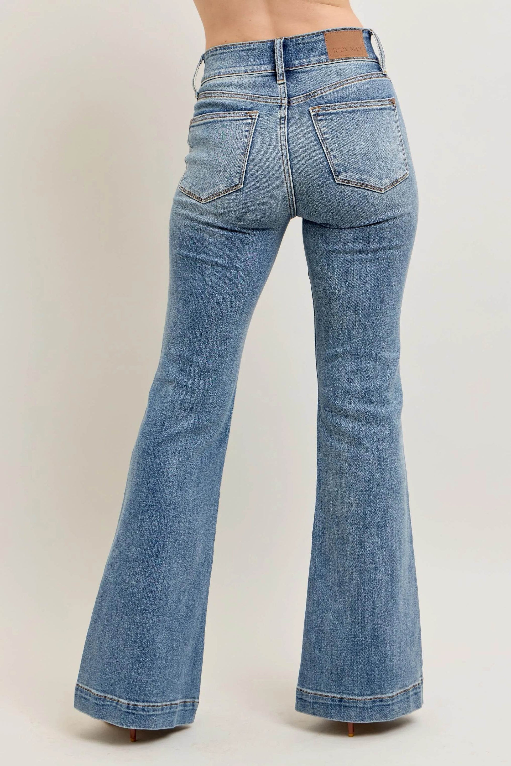 Judy Blue Full Size High-Waist Flare Denim Jeans with Front Seam Detail Plus Size - Ultim8 Designs 4 U