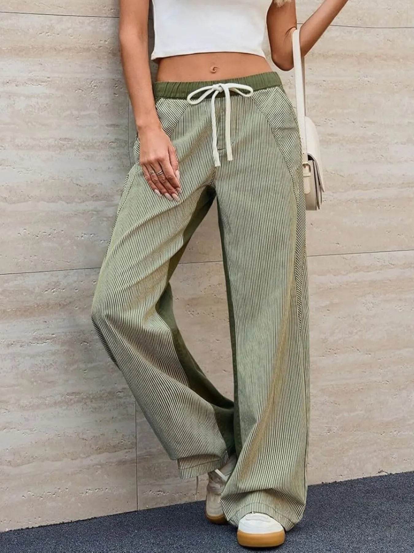 Striped Wide Leg Jeans - Ultim8 Designs 4 U