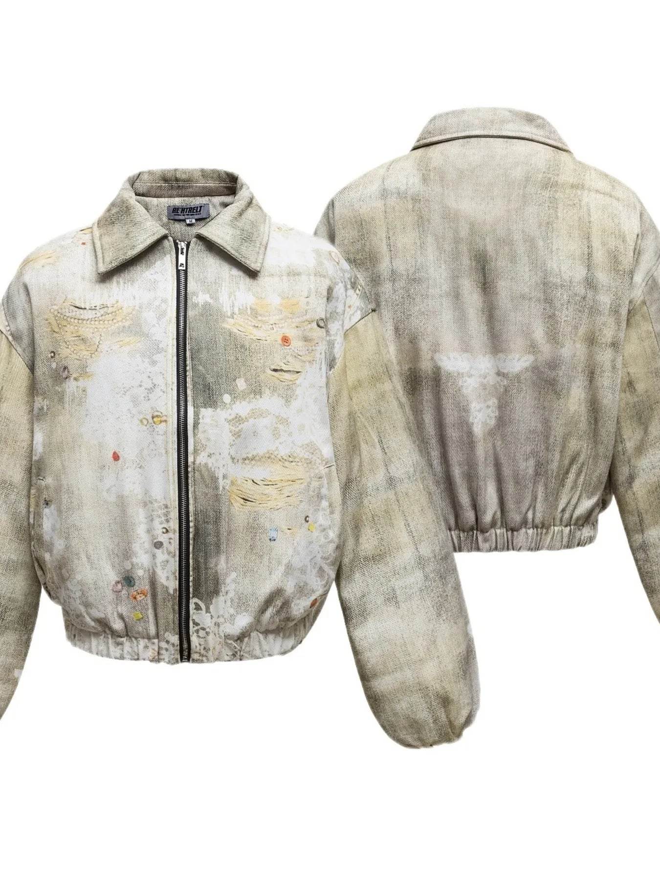 Men's Distressed Paint Splatter Zip Up Jacket - Ultim8 Designs 4 U