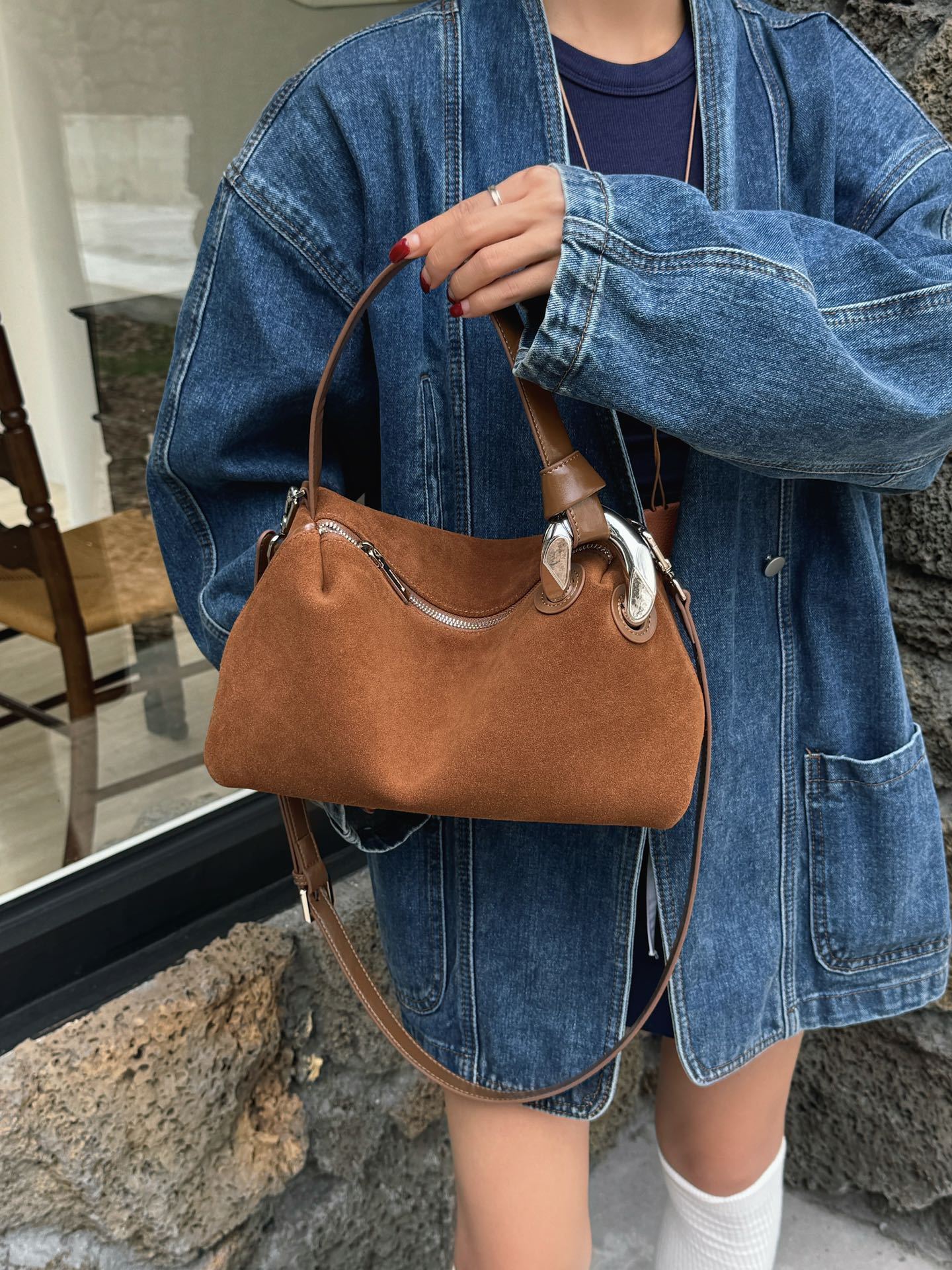 Handbags - Crossbody - Leather Frosted Suede Niche Design
