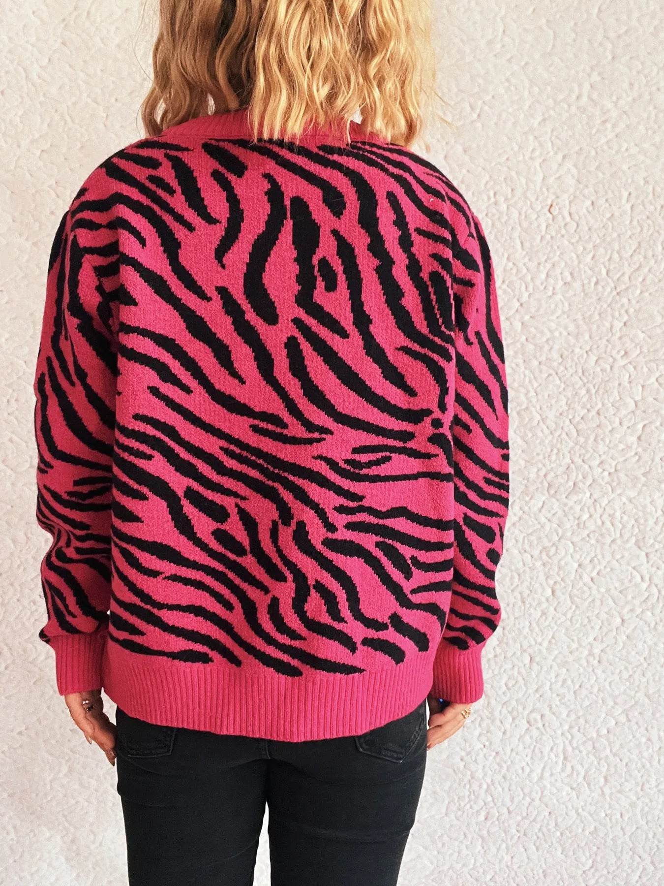 Zebra Print Zip Up Cardigan - Ultim8 Designs 4 U