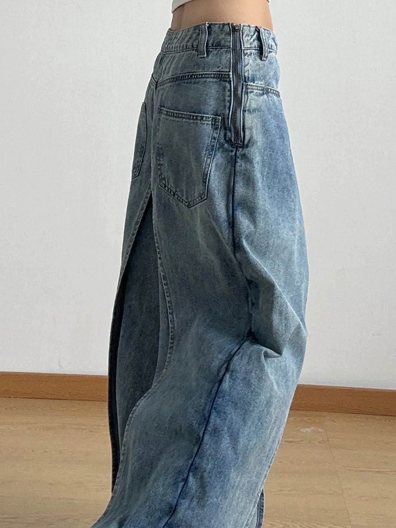 Wide Leg Wash Patchwork Jeans - Ultim8 Designs 4 U