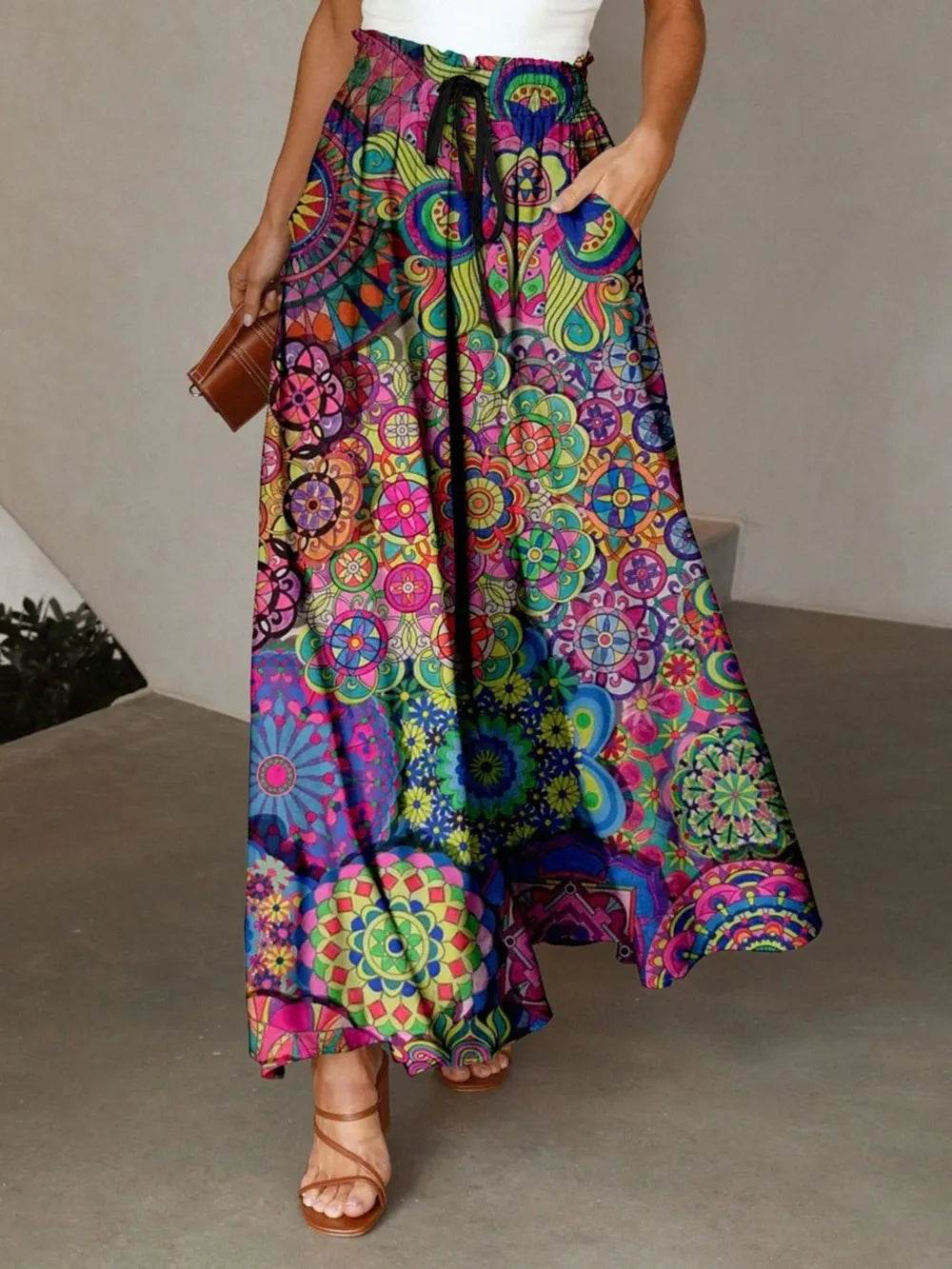Printed Maxi Skirt with Pockets - Ultim8 Designs 4 U