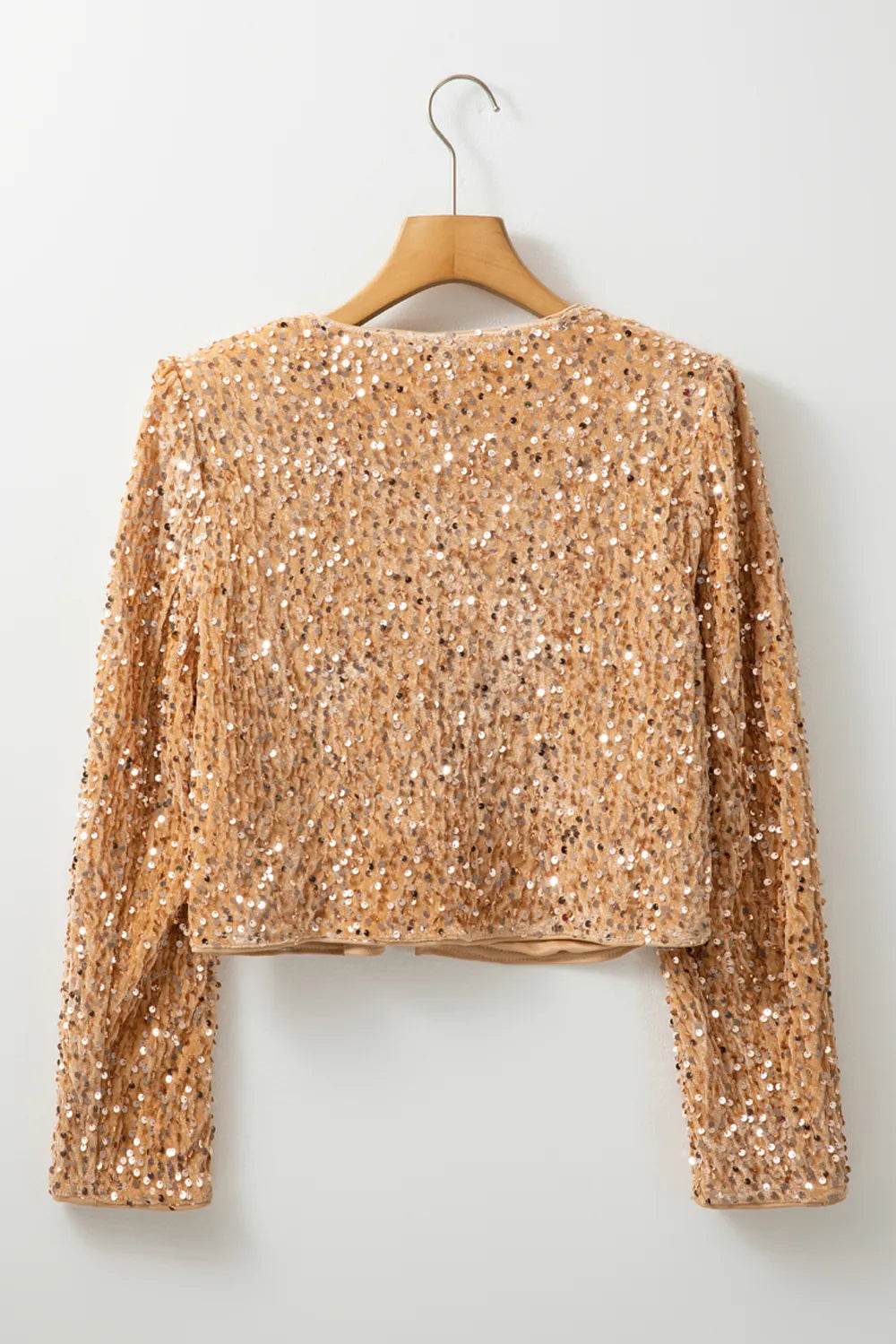 Sequin Open Front Long Sleeve Jacket - Ultim8 Designs 4 U