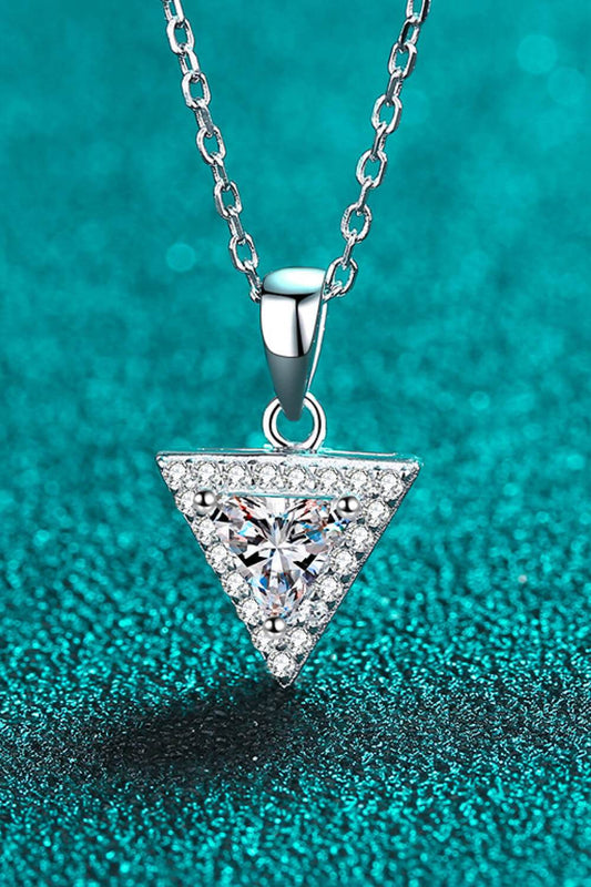 925 Sterling Silver Triangle Moissanite Pendant Necklace - Ultim8 Designs 4 U