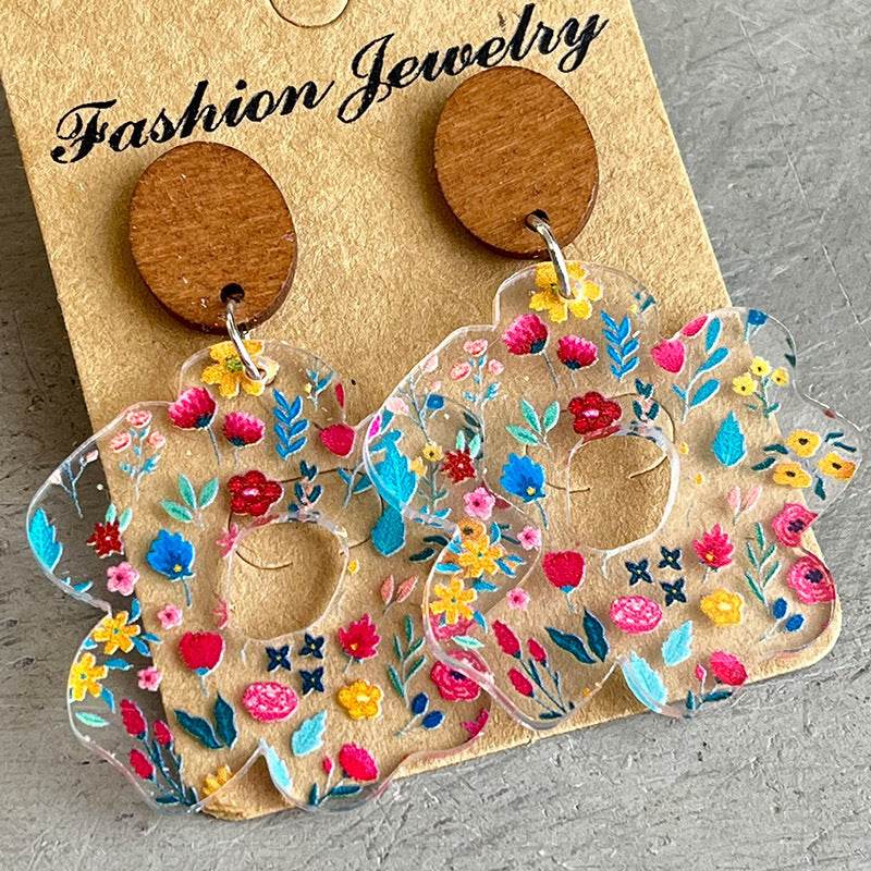 Flower Shape Acrylic Dangle Earrings - Ultim8 Designs 4 U