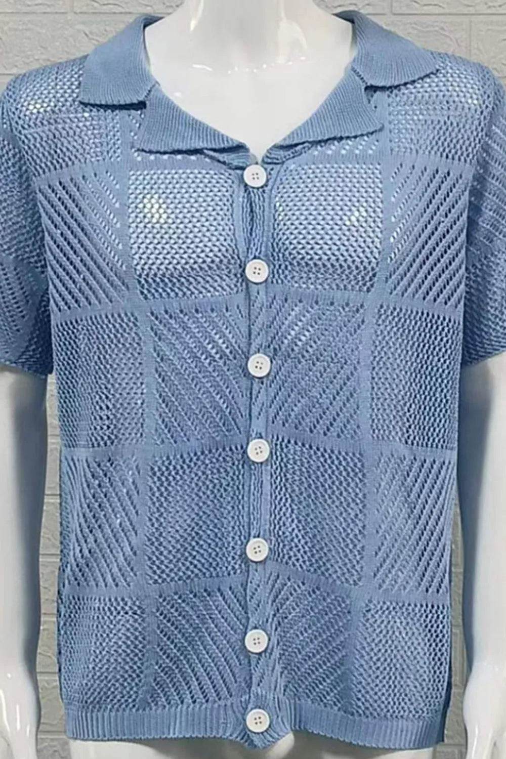 Men's Button Down Checkered Eyelet Shirt - Ultim8 Designs 4 U