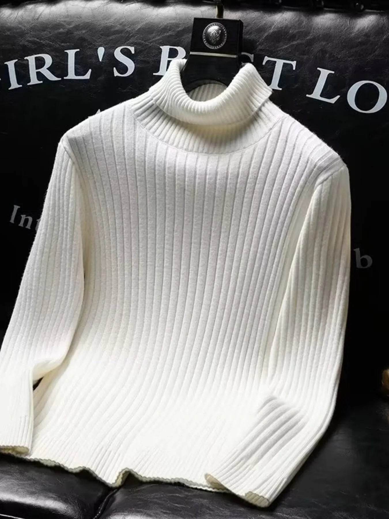 Men's Ribbed Turtleneck Long Sleeve Sweater - Ultim8 Designs 4 U