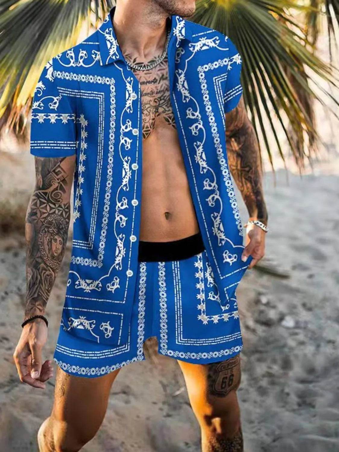Men’s Printed Short Sleeve Shirt & Shorts Set - Ultim8 Designs 4 U