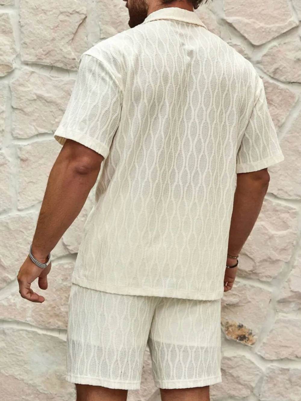 Men's Plus Size Collared Neck Short Sleeve Top and Shorts Set - Ultim8 Designs 4 U