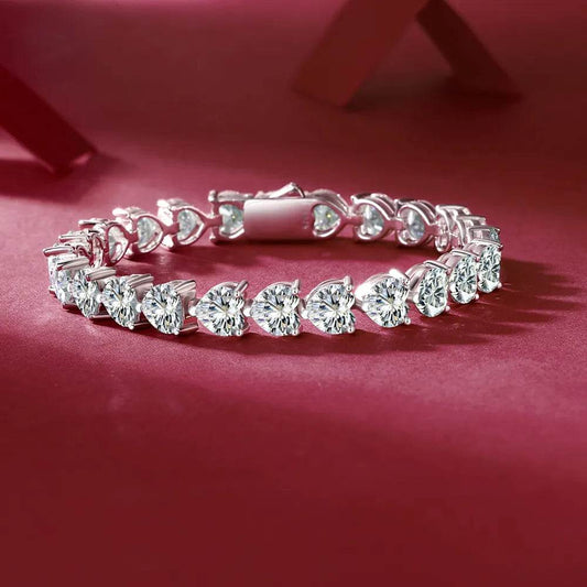 24 Carat Moissanite 925 Sterling Silver Heart Bracelet - Ultim8 Designs 4 U