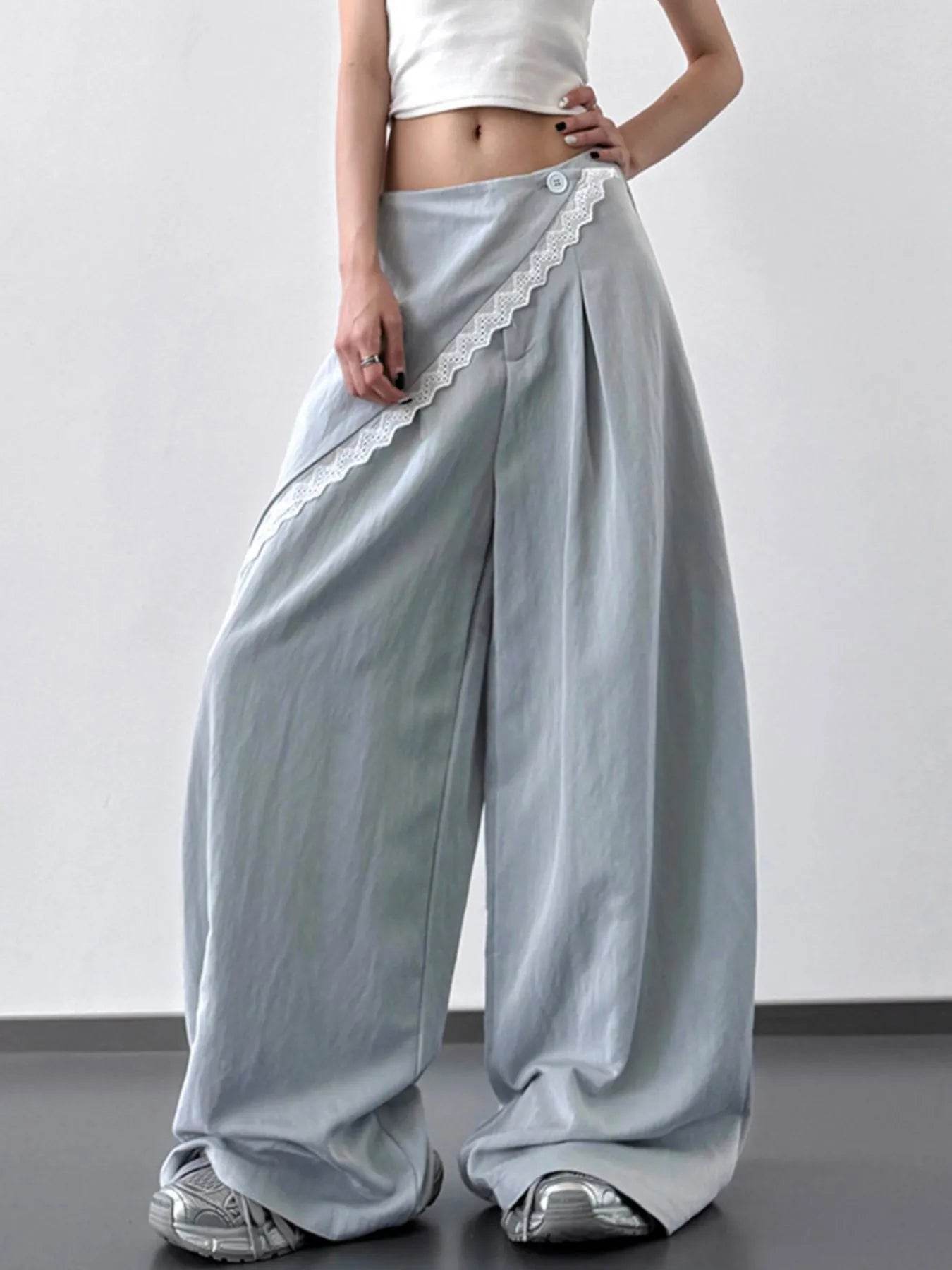 Lace Detail Wide Leg Pants - Ultim8 Designs 4 U