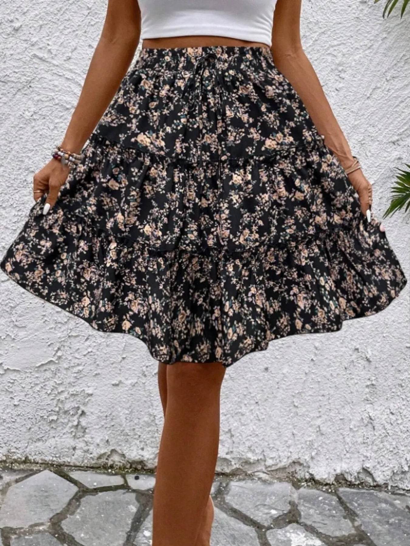 Floral Print Midi Skirt - Ultim8 Designs 4 U