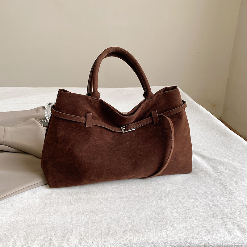 Handbags - Tote Bags - Faux Suede Brown Large Capacity Shoulder