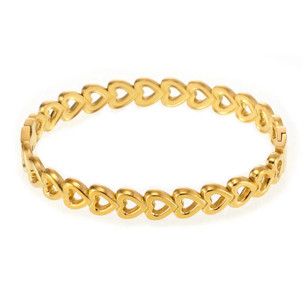 18K Gold-Plated Stainless Steel Heart Bracelet - Ultim8 Designs 4 U